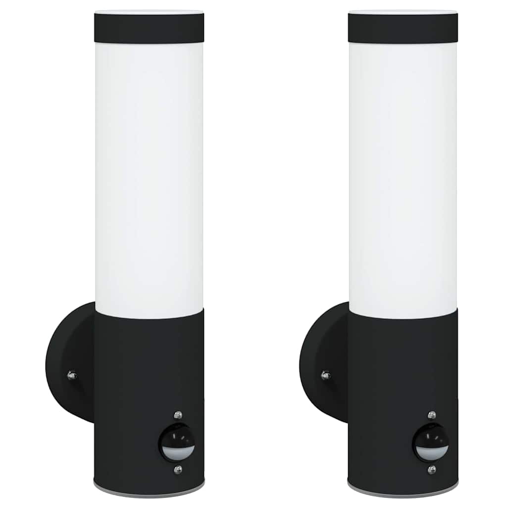 Udendørs væglampe 2 pcs Sort 12 x 8,5 x 29 cm