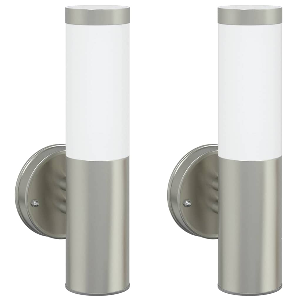 Udendørs væglampe 2 pcs Sølv 15 x 7,5 x 33 cm