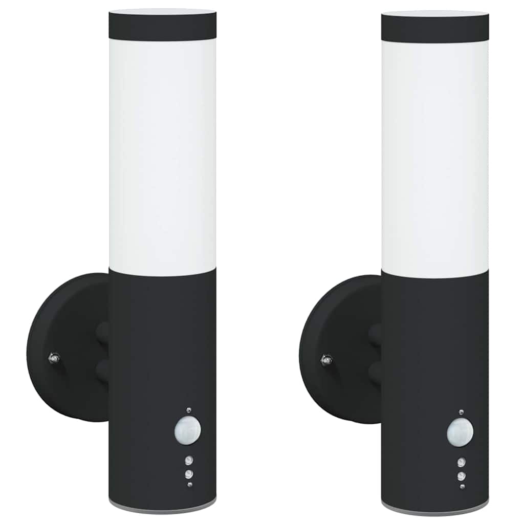 Udendørs væglampe 2 pcs Sort 15 x 7,5 x 33 cm