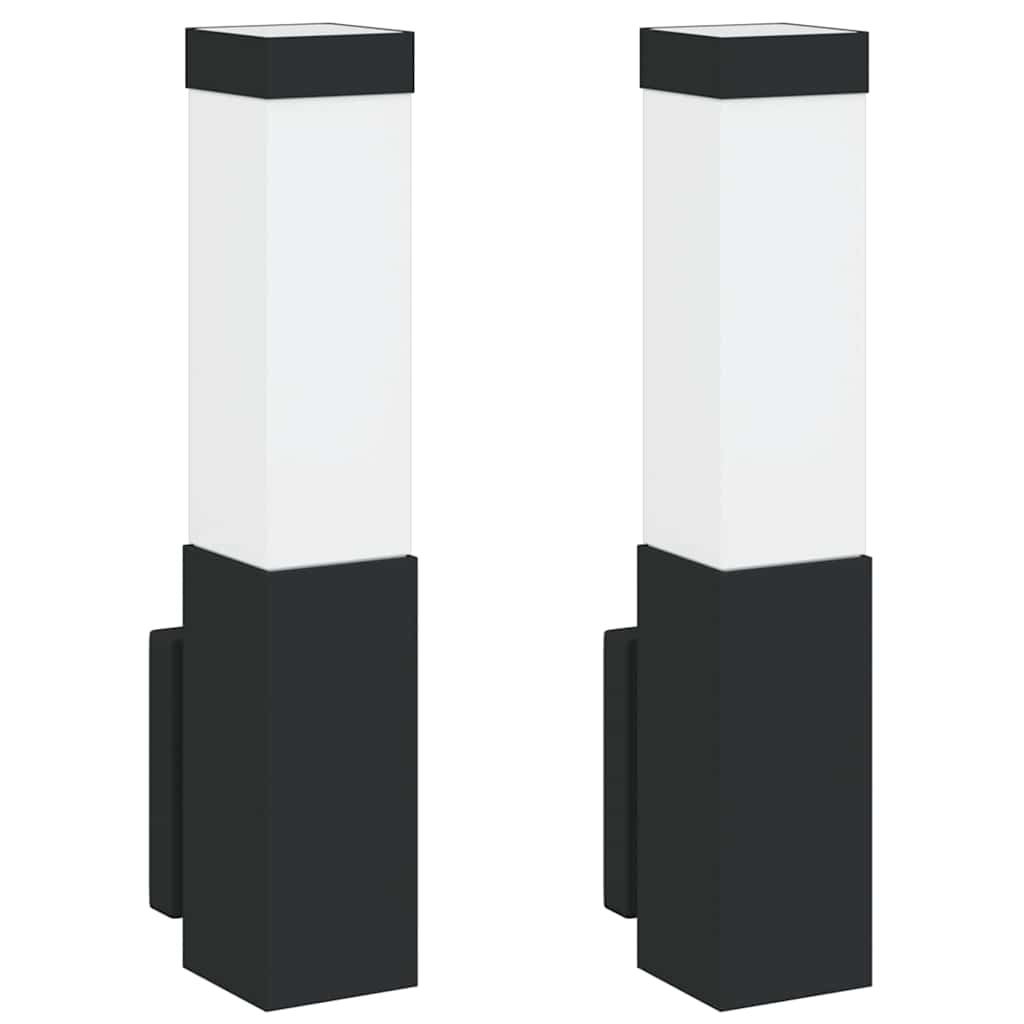 Udendørs væglampe 2 pcs Sort 10.5 x 6 x 33 cm