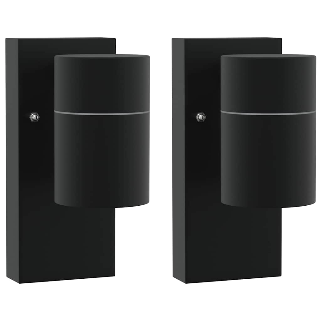 Udendørs væglampe 2 pcs Sort 6,5 x 10,5 x 16 cm