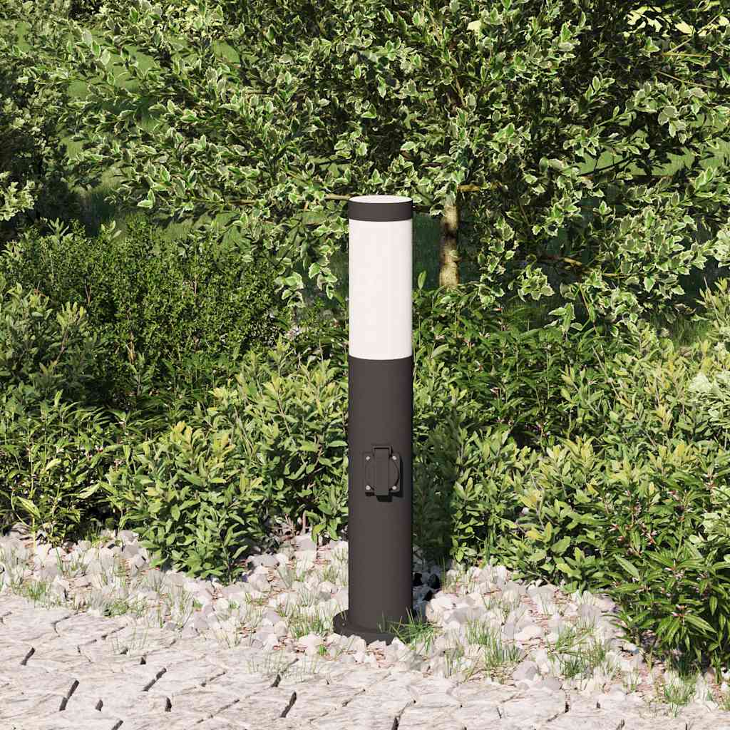 pullertlampe med stikkontakt 50 cm rustfrit stål IP44