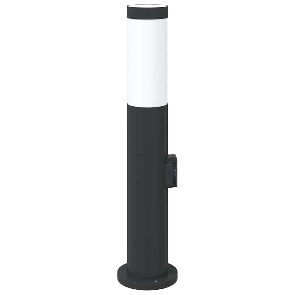 pullertlampe med stikkontakt 50 cm rustfrit stål IP44