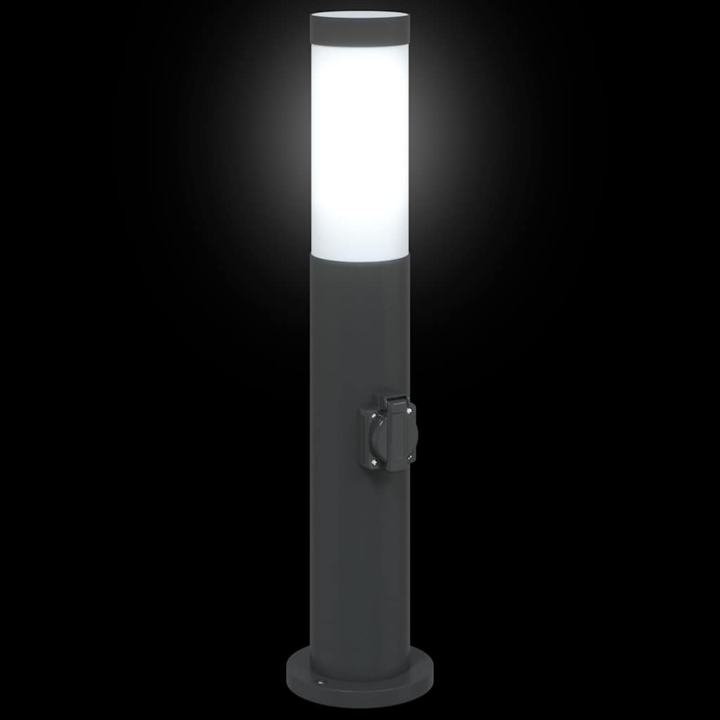 pullertlampe med stikkontakt 50 cm rustfrit stål IP44