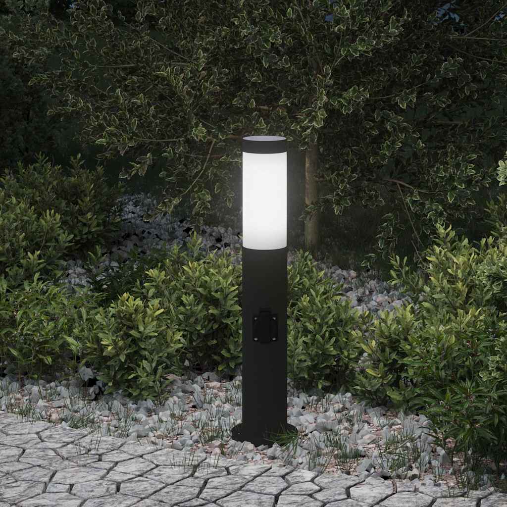 pullertlampe med stikkontakt 50 cm rustfrit stål IP44