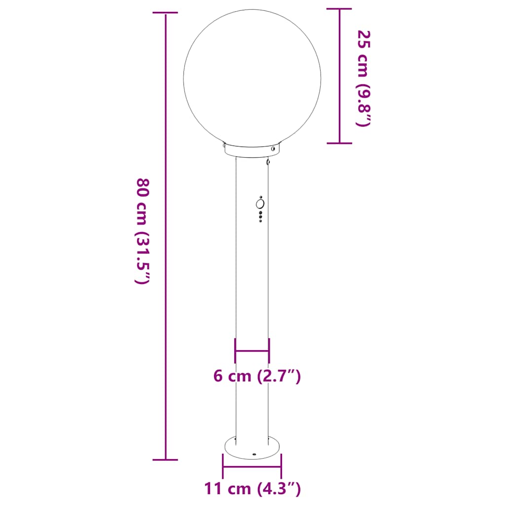 pullertlamper med sensor 3 stk. 80 cm sort IP44