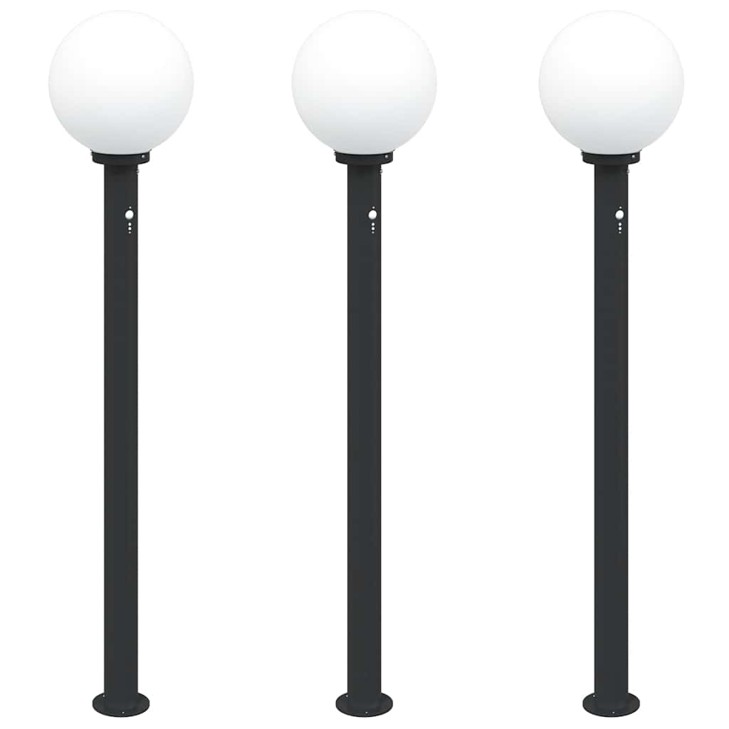 pullertlamper med sensor 3 stk. 120 cm sort IP44