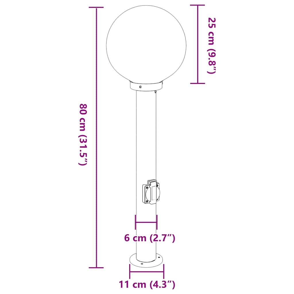 pullertlampe med stikkontakt 80 cm sort IP44