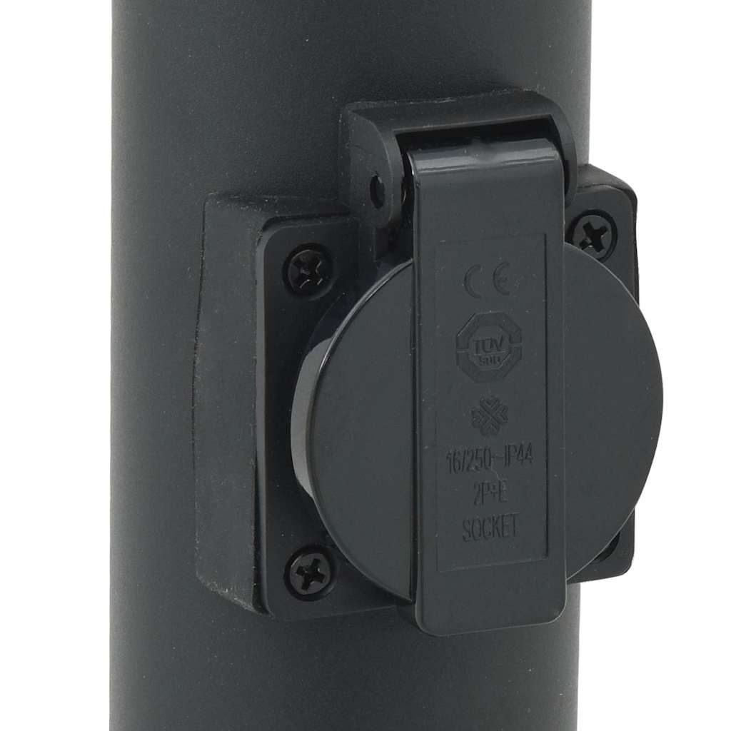 pullertlamper med stikkontakt 3 stk. 80 cm sort IP44