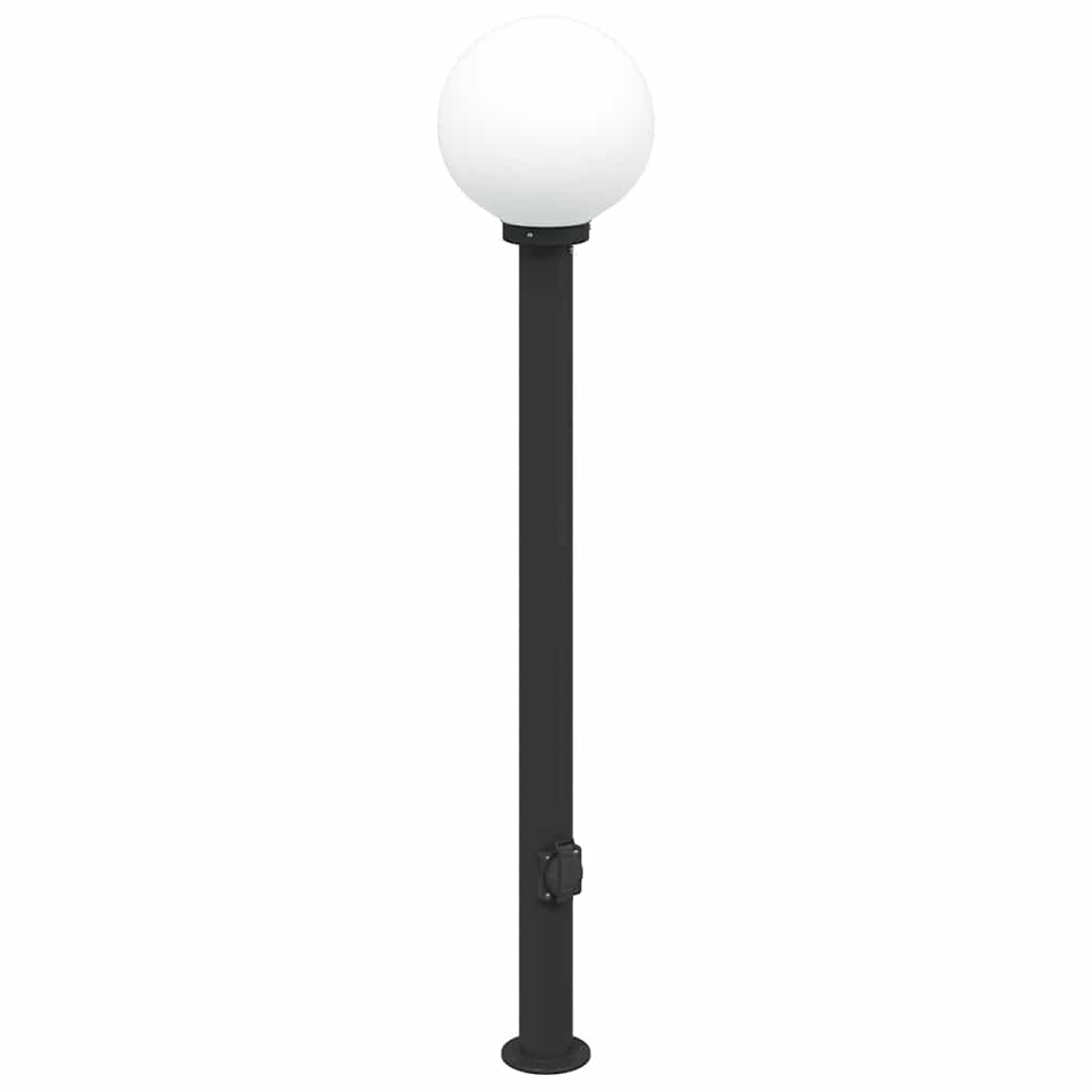 pullertlamper med stikkontakt 3 stk. 120 cm sort IP44