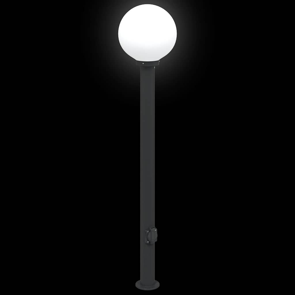 pullertlamper med stikkontakt 3 stk. 120 cm sort IP44