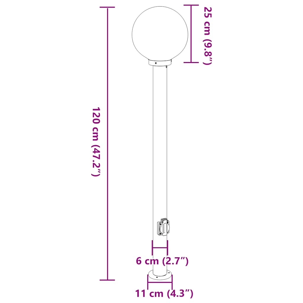 pullertlamper med stikkontakt 3 stk. 120 cm sort IP44