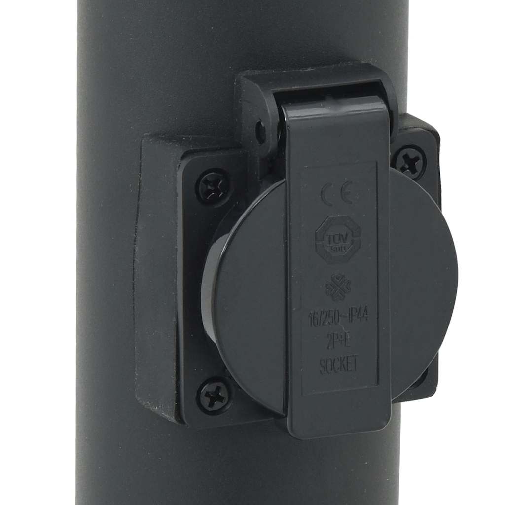 pullertlampe med sensor og stikkontakt 80 cm sort IP44