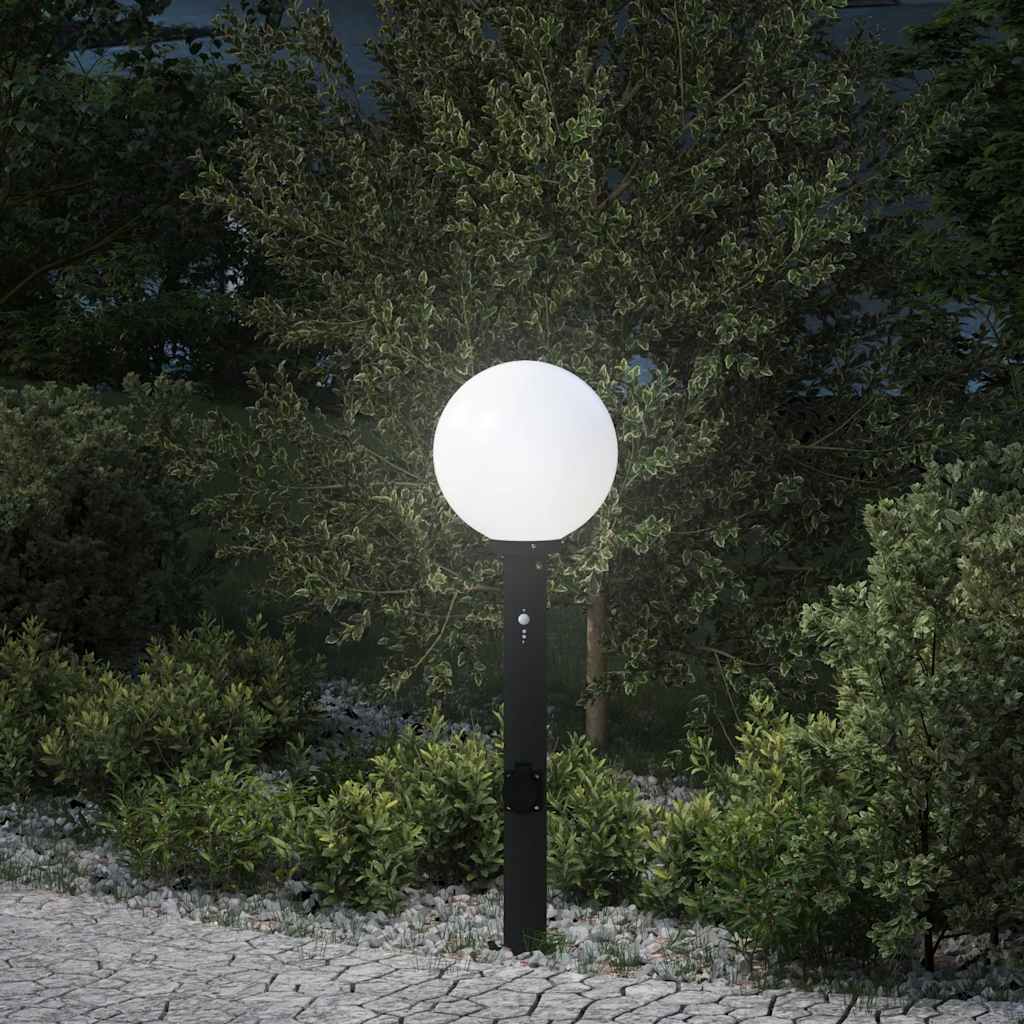 pullertlampe med sensor og stikkontakt 80 cm sort IP44