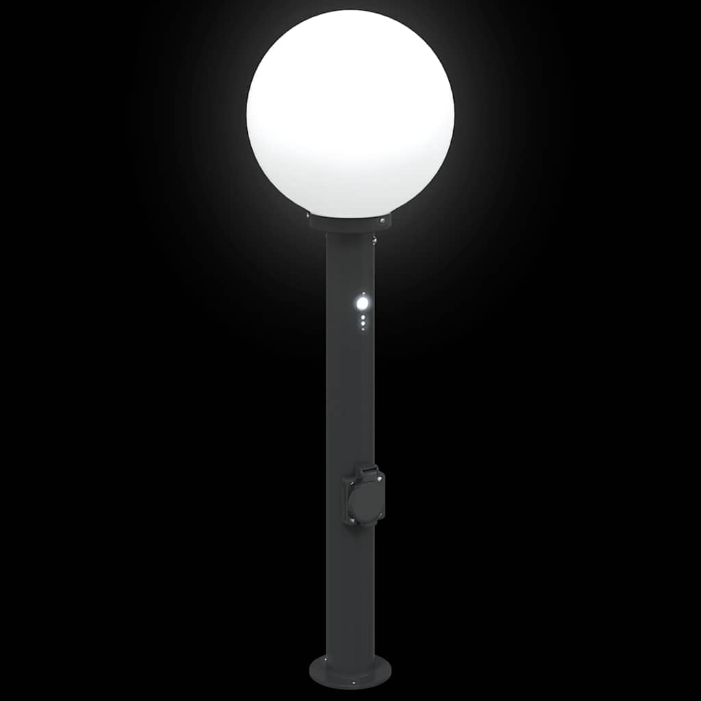 pullertlamper med sensor og stikkontakt 3 stk. 80 cm sort IP44