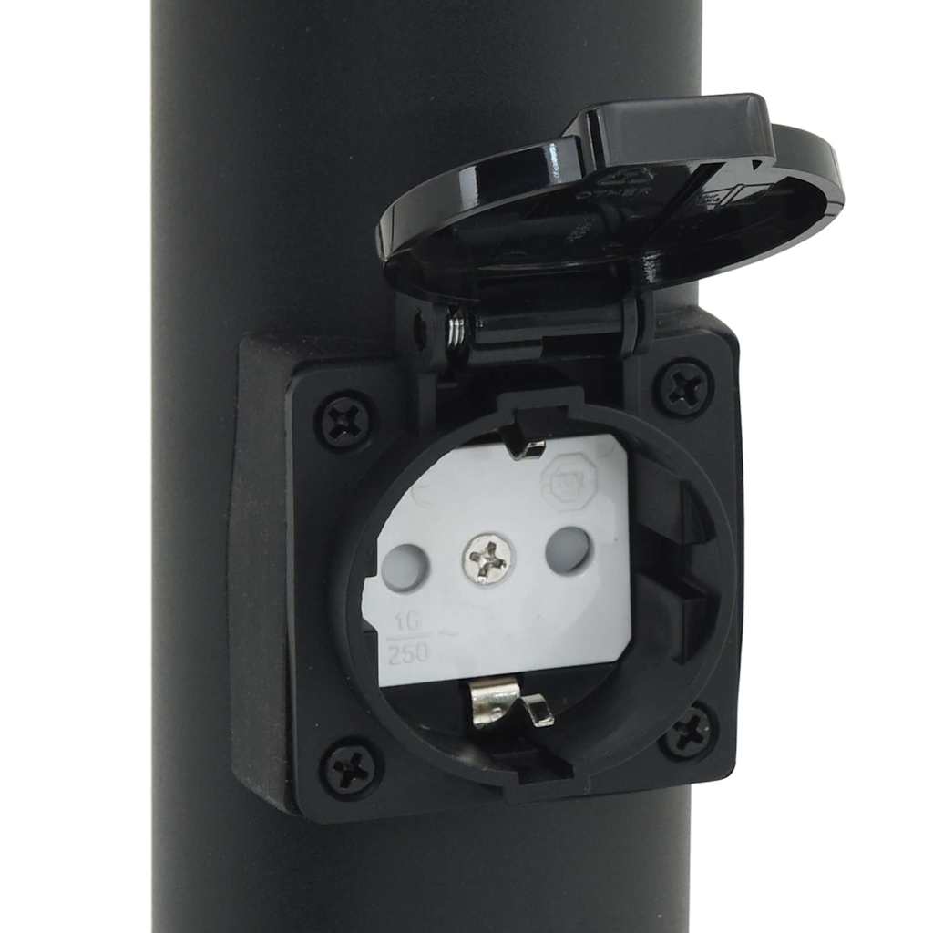 pullertlampe med sensor og stikkontakt 120 cm sort IP44