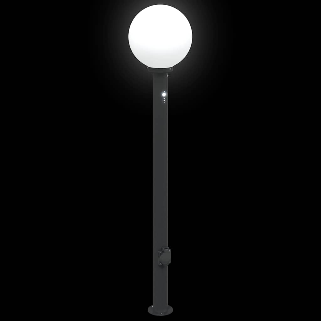 pullertlamper med sensor og stikkontakt 3 stk. 120 cm sort IP44