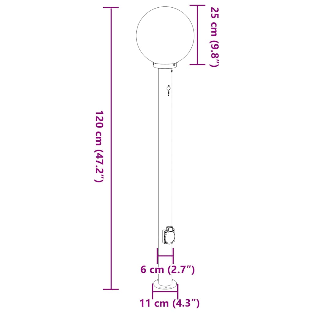 pullertlamper med sensor og stikkontakt 3 stk. 120 cm sort IP44