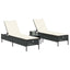liggestole 2 stk. med hynder polyrattan sort