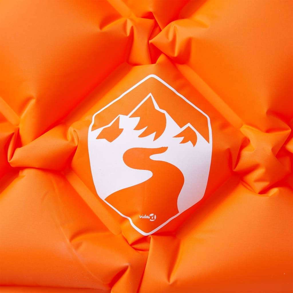 1-personers campingmadras med pude oppustelig orange