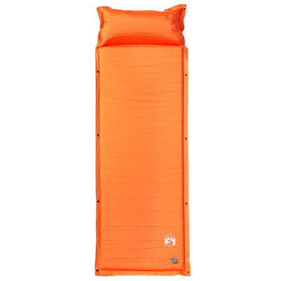 1-personers campingmadras med pude selvoppustelig orange