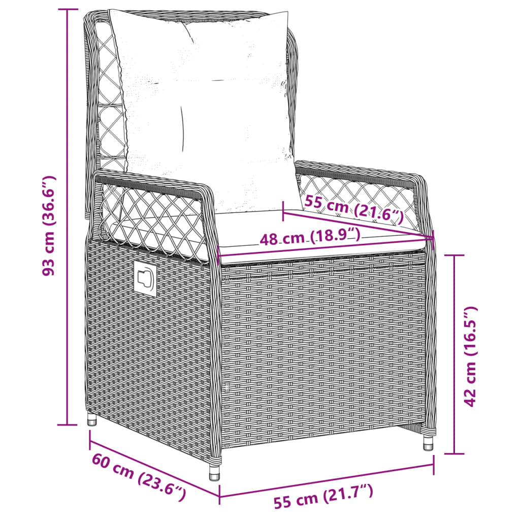 spisebordssæt til haven 7 dele med hynder polyrattan sort