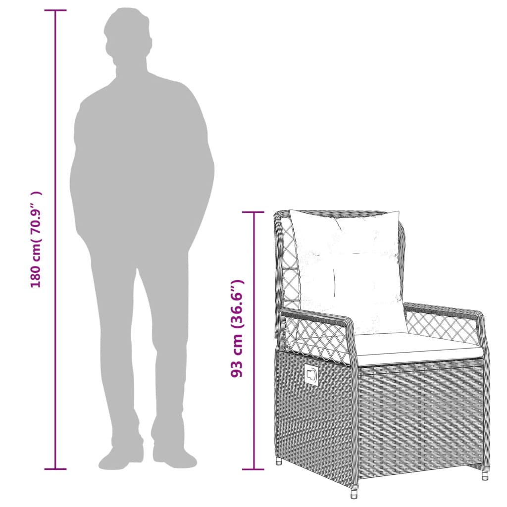 spisebordssæt til haven 7 dele med hynder polyrattan beige