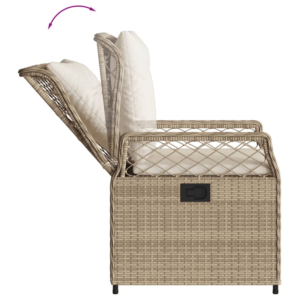 spisebordssæt til haven 9 dele med hynder polyrattan beige