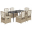 spisebordssæt til haven 7 dele med hynder polyrattan beige