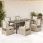 spisebordssæt til haven 9 dele med hynder polyrattan beige