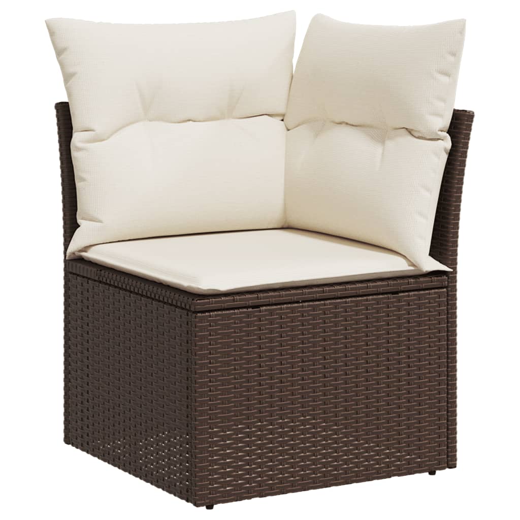 sofasæt til haven 7 dele med hynder polyrattan brun