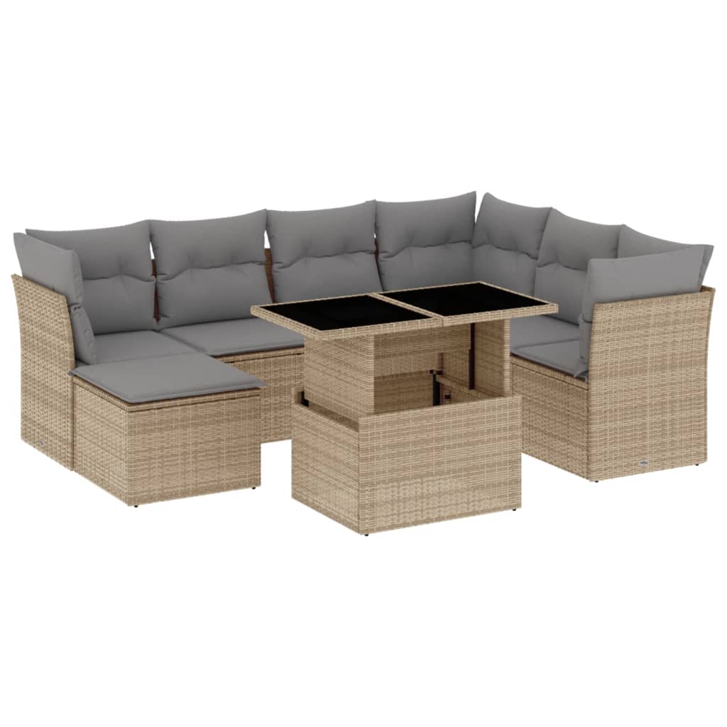 sofasæt til haven 8 dele med hynder polyrattan beige