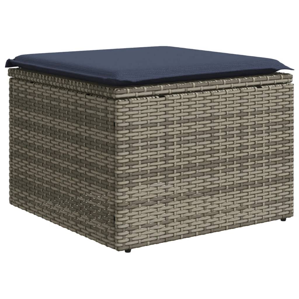havesofasæt med 9 dele og hynder grå polyrattan