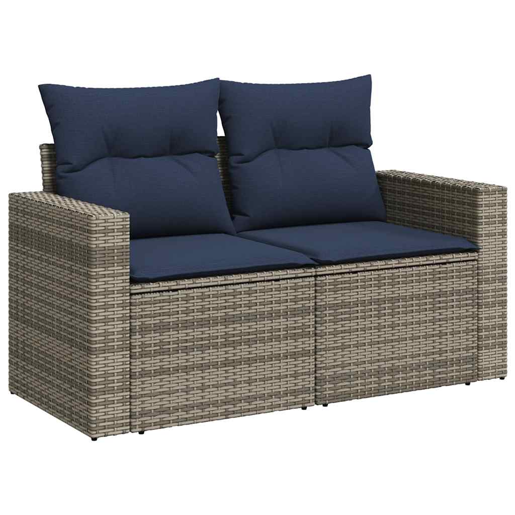 havesofasæt med 8 hynder grå polyrattan