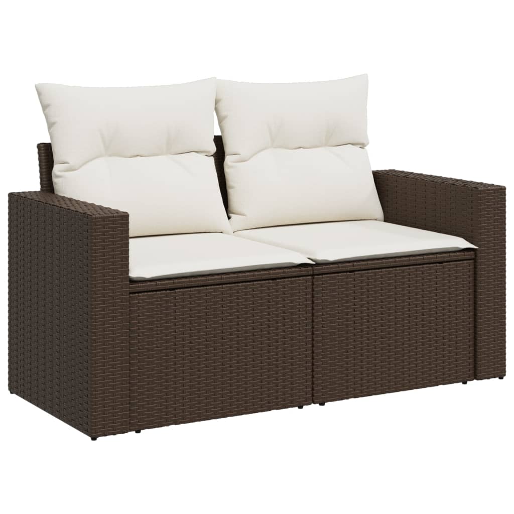 sofasæt til haven 9 dele med hynder polyrattan brun