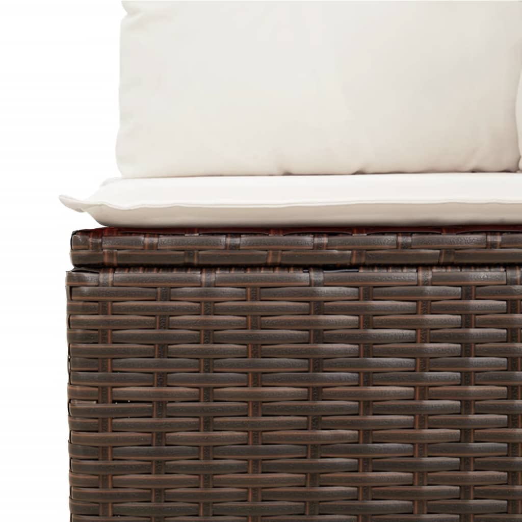 sofasæt til haven 7 dele med hynder polyrattan brun