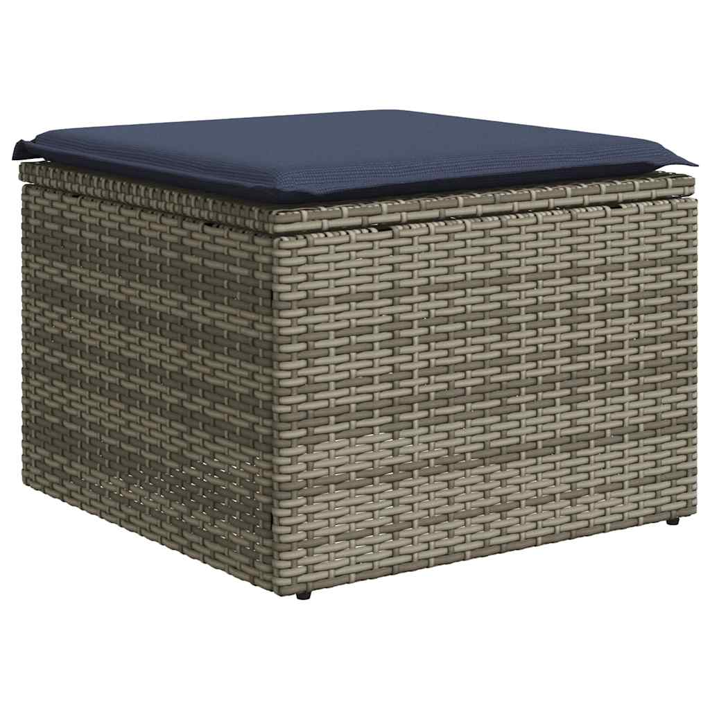 havesofasæt med 6 dele og hynder grå polyrattan