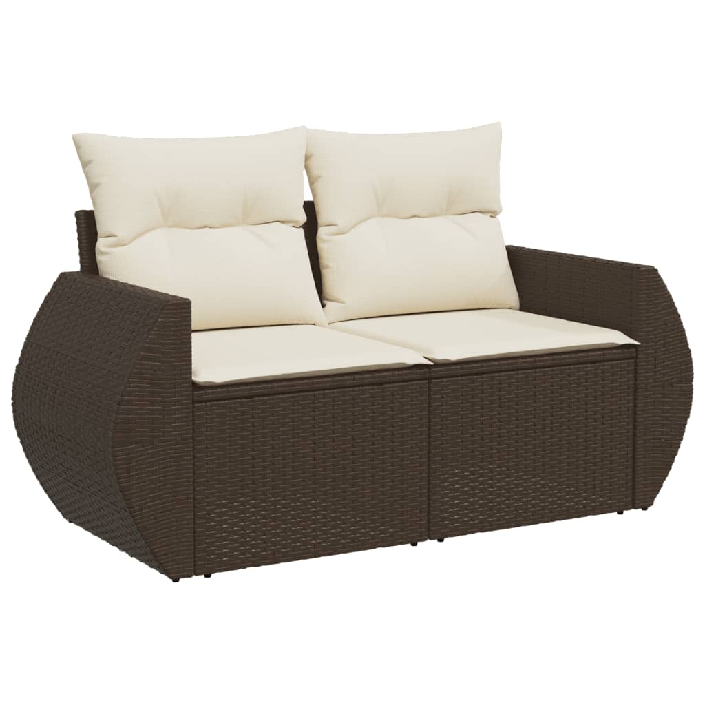 sofasæt til haven 10 dele med hynder polyrattan brun