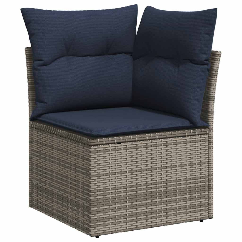 havesofasæt med 10 dele og hynder grå polyrattan