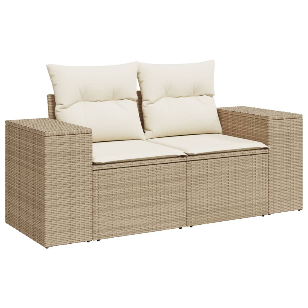 sofasæt til haven 7 dele med hynder polyrattan beige