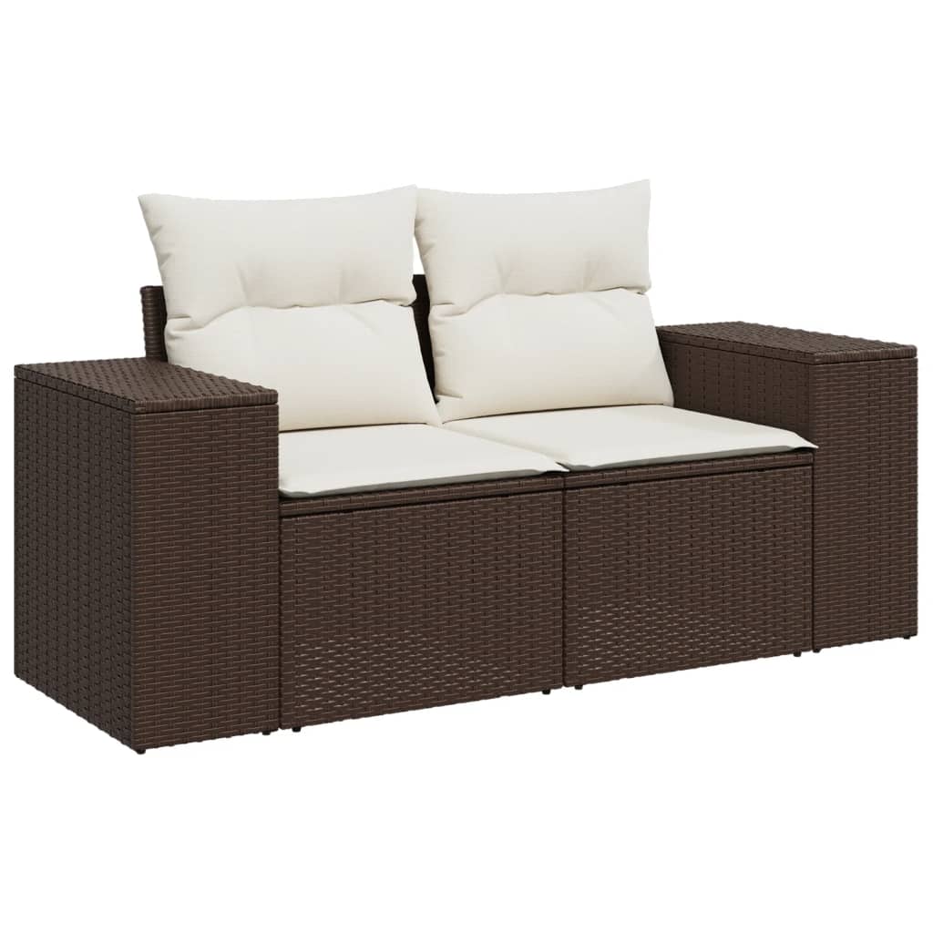 sofasæt til haven 7 dele med hynder polyrattan brun