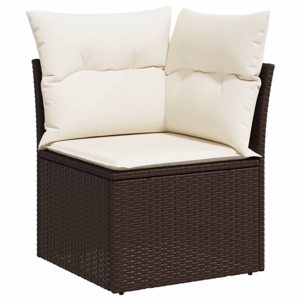 sofasæt til haven 7 dele med hynder polyrattan brun