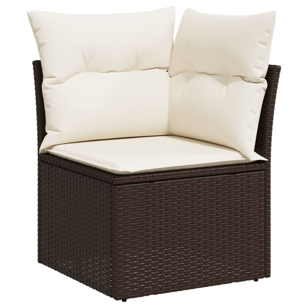sofasæt til haven 7 dele med hynder polyrattan brun