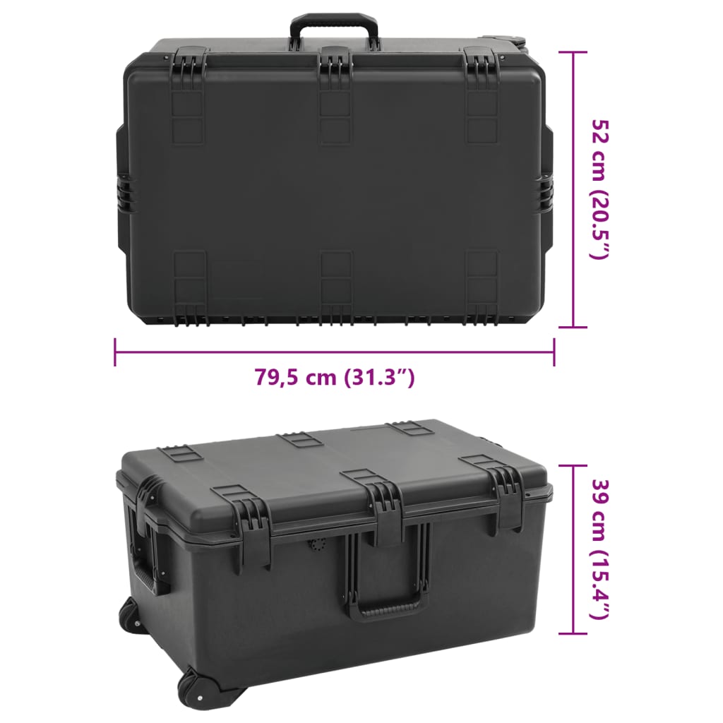 transportabel flightcase 79,5x52x39 cm PP sort