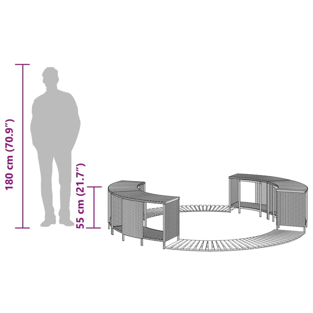 spakant polyrattan og massivt akacietræ sort