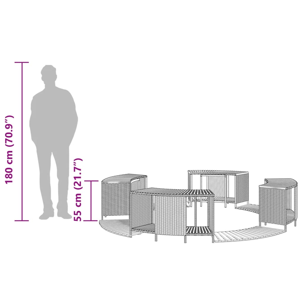 spakant polyrattan og massivt akacietræ grå