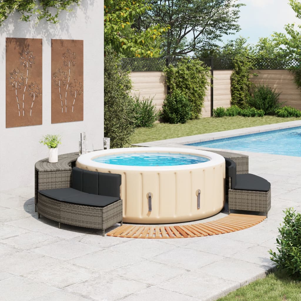 spakant polyrattan og massivt akacietræ grå