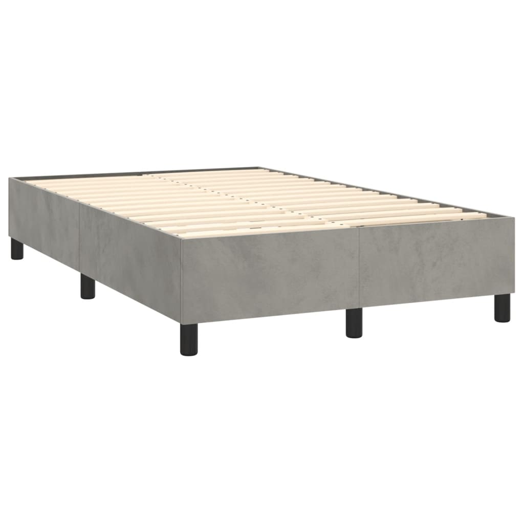 kontinentalseng med madras 120x190 cm velour lysegrå