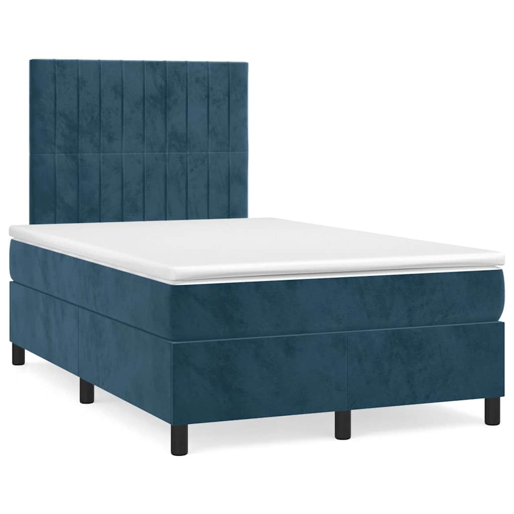 kontinentalseng med madras 120x190 cm velour mørkeblå