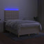 kontinentalseng med LED-lys 120x190 cm stof cremefarvet